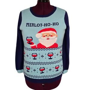 Women's Norther Pole Merlot-Ho-Ho Santa Christmas Holiday Sweater | Size XL